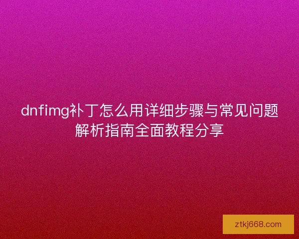 dnfimg补丁怎么用详细步骤与常见问题解析指南全面教程分享